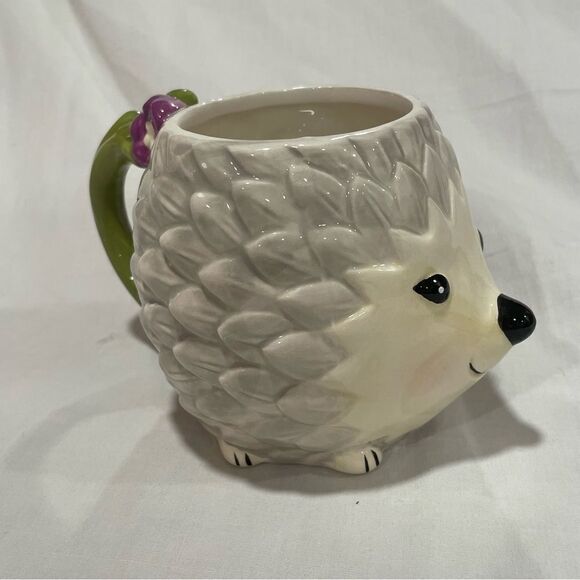 Porcupine mug with flower cute animal mug - Picture 7 of 10